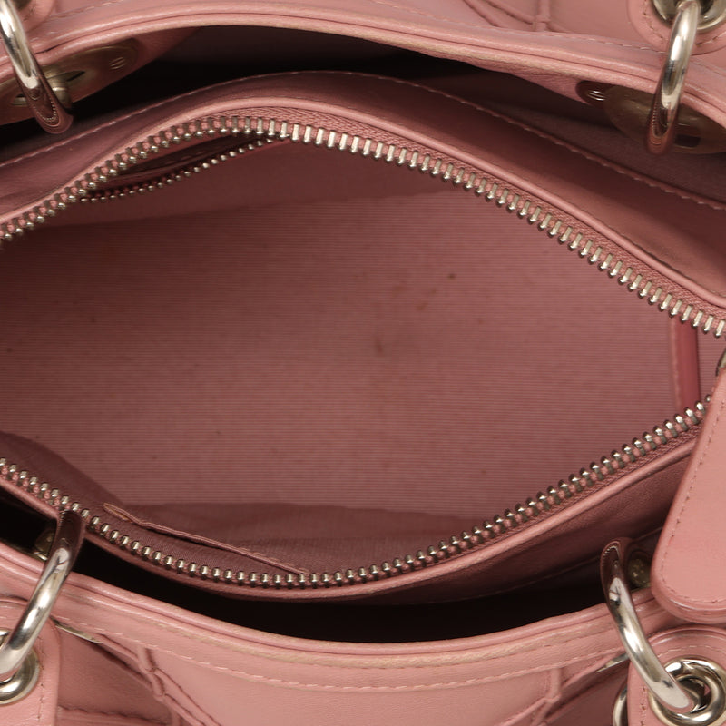 Cannage Quilted Lambskin Leather Granville Polochon Pink Small Bag