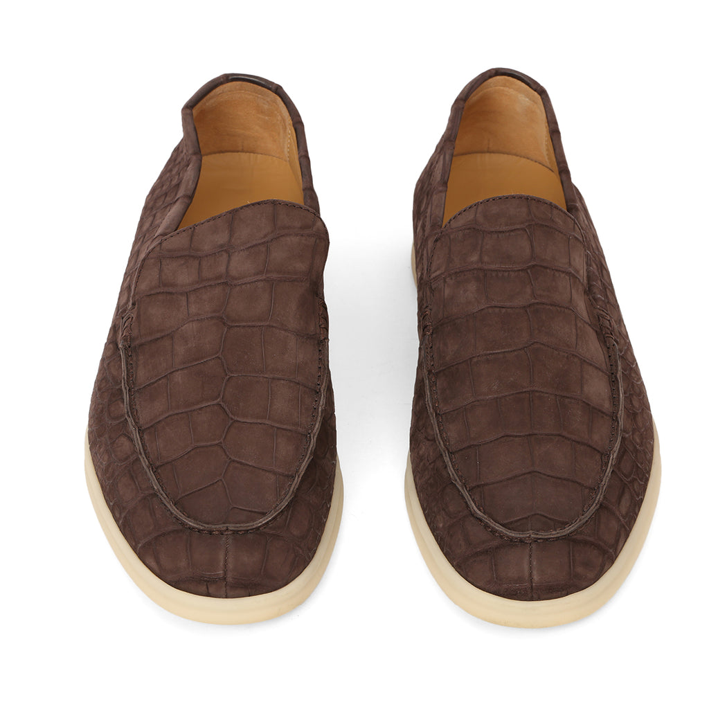 Shop Pre-Loved Loro Piana Brown Alligator Suede Summer Walk