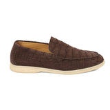 Brown Alligator Suede Summer Walk Loafers EU 42.5 US 9.5