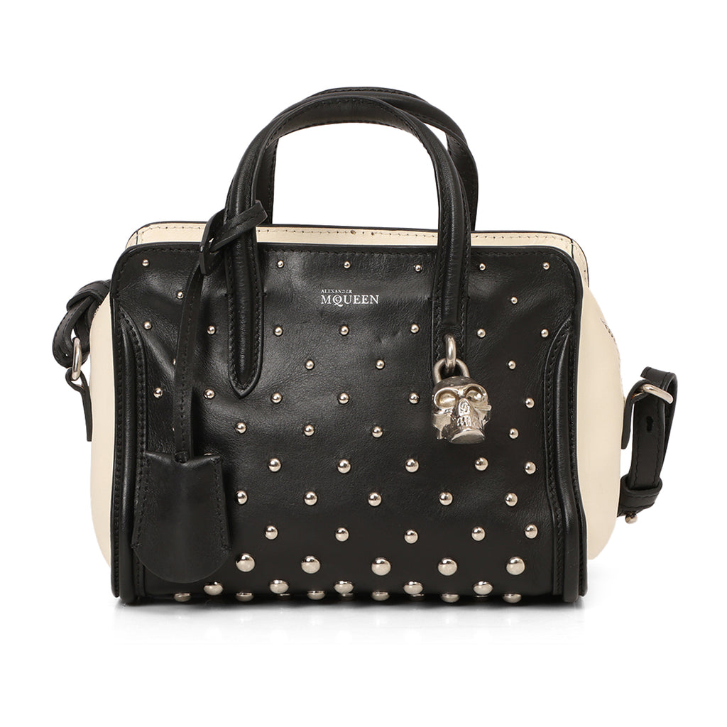 Alexander McQueen スカルパターンヒップバッグ Shop Pre-Loved Alexander McQueen Black/White Studded Leather Mini