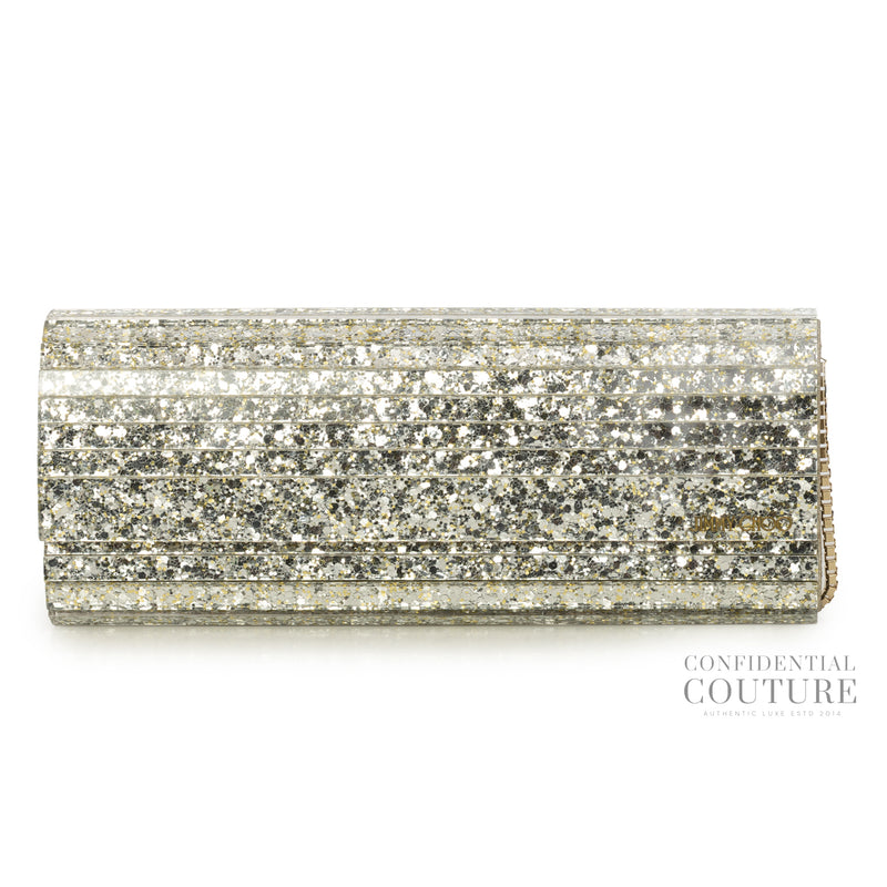 Sweetie Silver Glitter Clutch with Detachable Strap