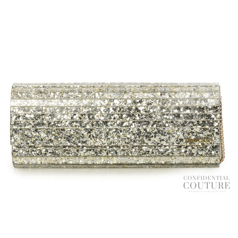 Sweetie Silver Glitter Clutch with Detachable Strap