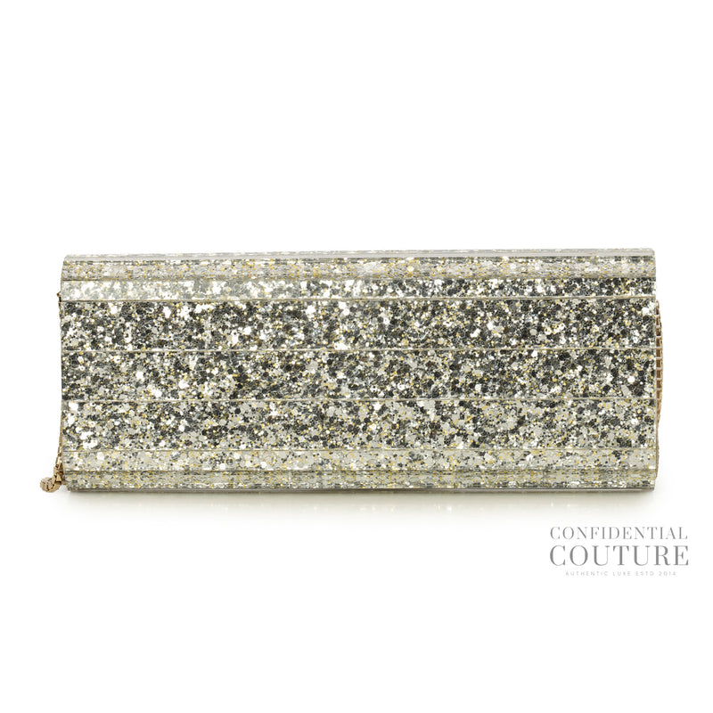 Sweetie Silver Glitter Clutch with Detachable Strap