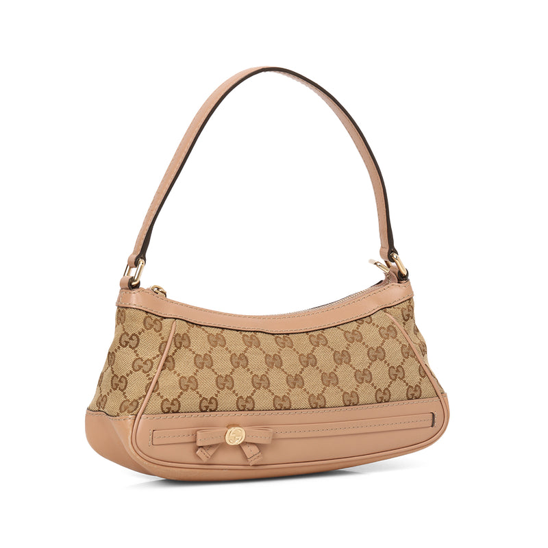Pre-loved Gucci Brown Guccissima Mayfair Pochette Beige