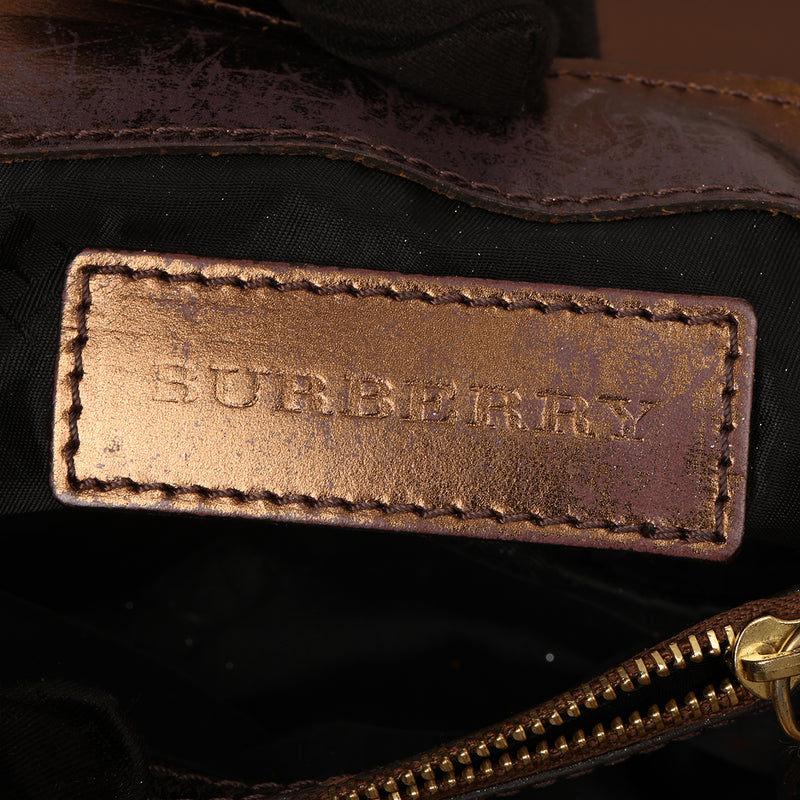 Burberry metallic brown woven leather and suede small shoulder bag price