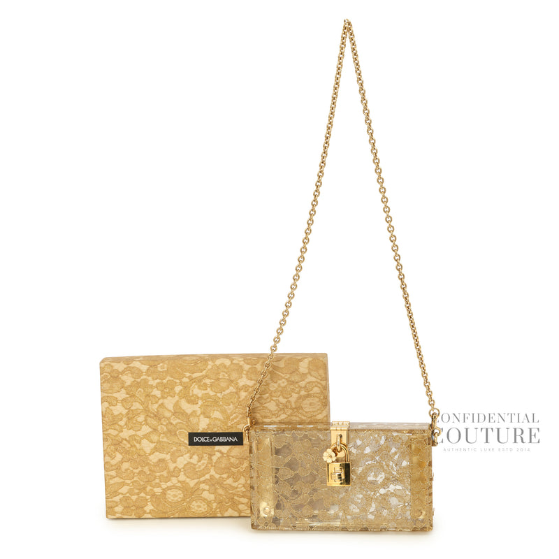 Gold Box Clutch in Plexi and Lace