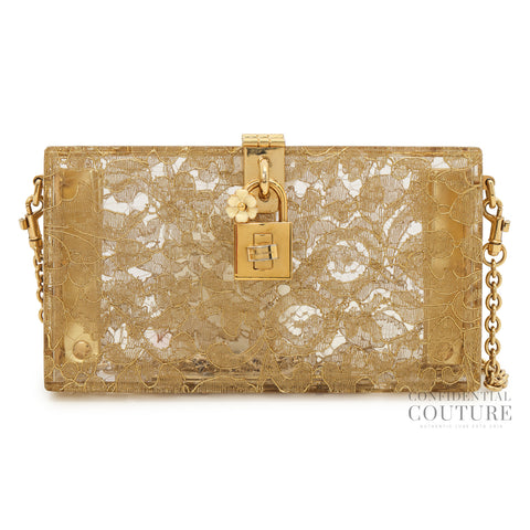 Gold Box Clutch in Plexi and Lace
