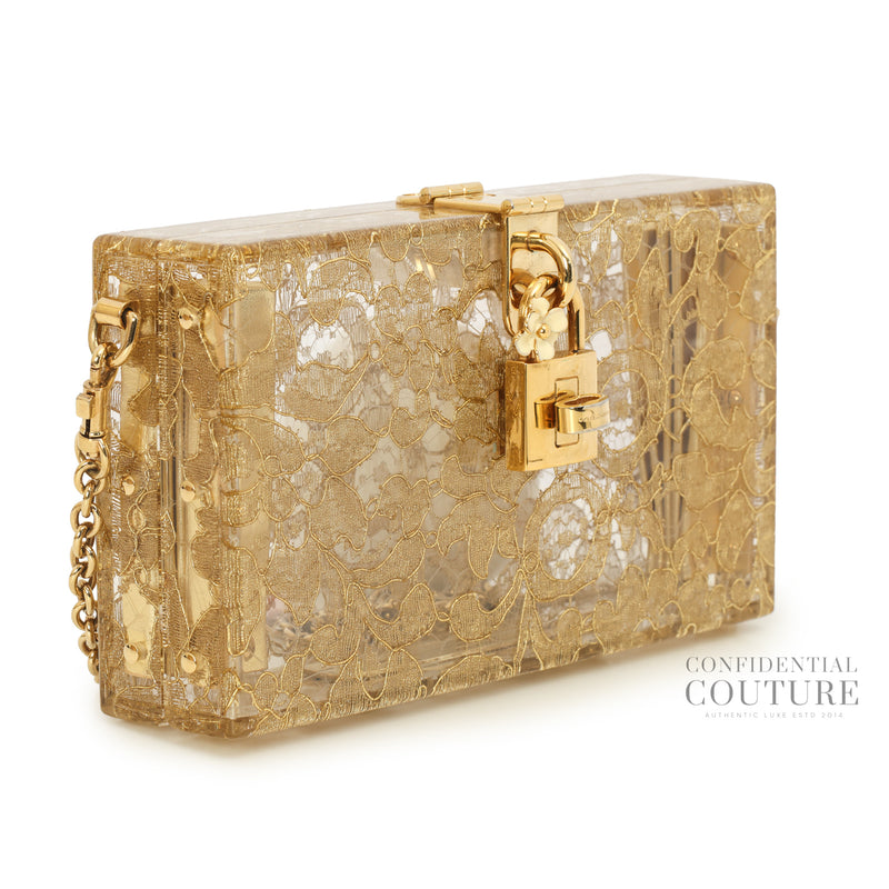Gold Box Clutch in Plexi and Lace