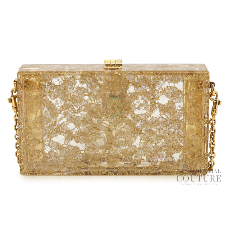 Gold Box Clutch in Plexi and Lace