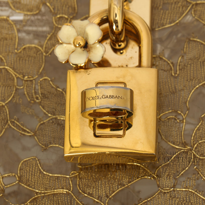 Gold Box Clutch in Plexi and Lace
