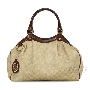 Beige/Brown GG Canvas Medium Sukey Tote Bag