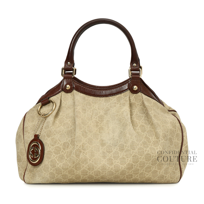 Beige/Brown GG Canvas Medium Sukey Tote Bag