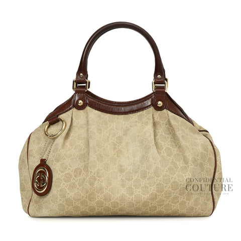 Beige/Brown GG Canvas Medium Sukey Tote Bag