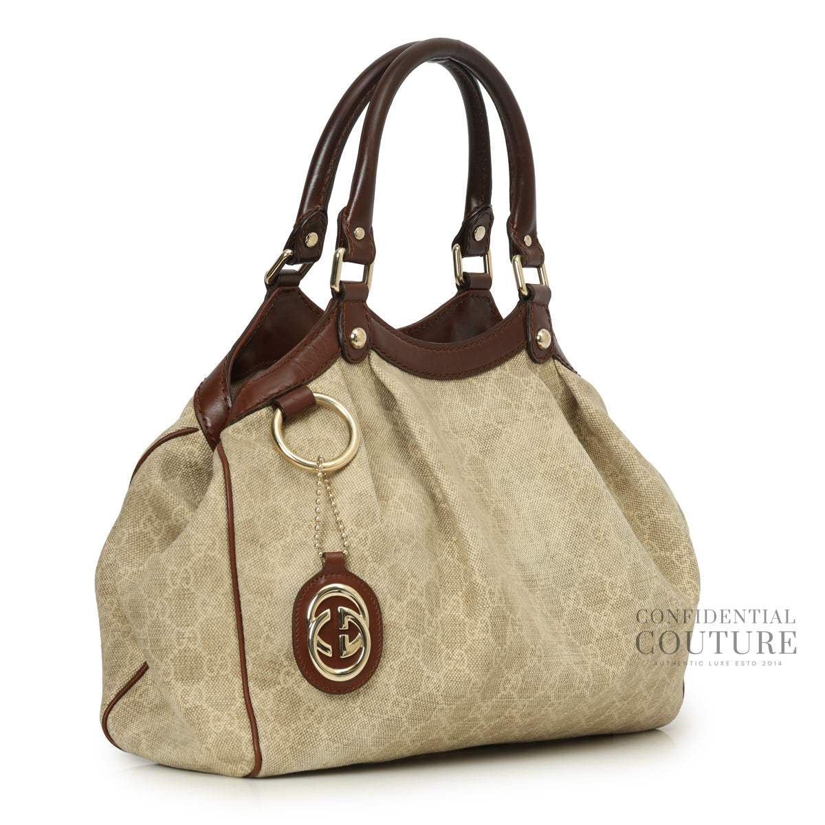 Beige/Brown GG Canvas Medium Sukey Tote Bag