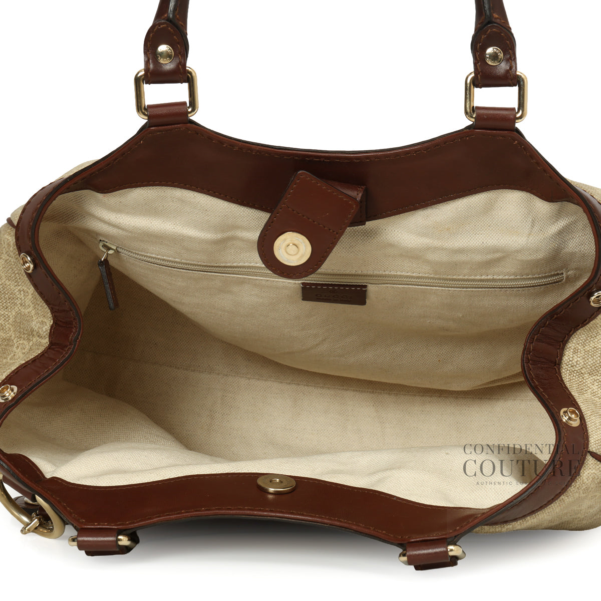 Beige/Brown GG Canvas Medium Sukey Tote Bag