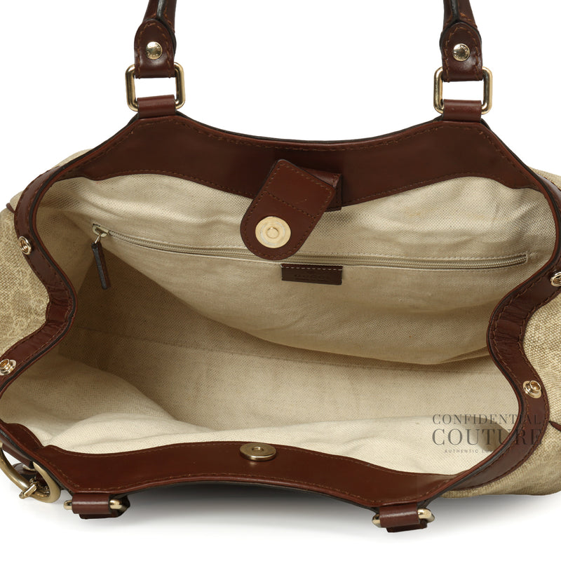 Beige/Brown GG Canvas Medium Sukey Tote Bag