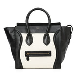 White/Black Leather Mini Luggage Tote