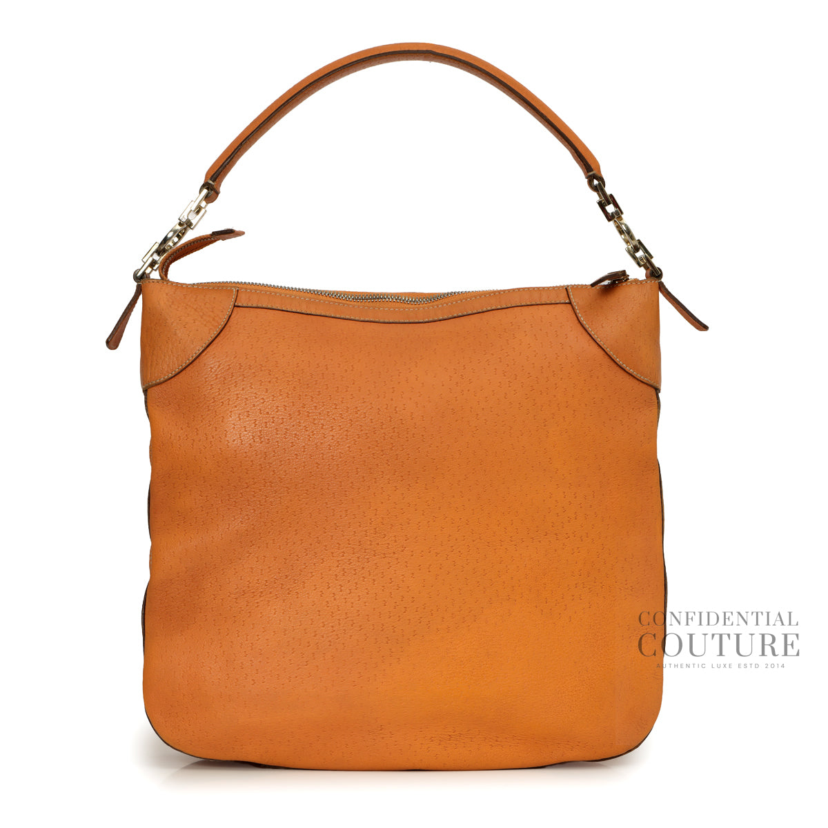 Orange Leather Hobo Bag