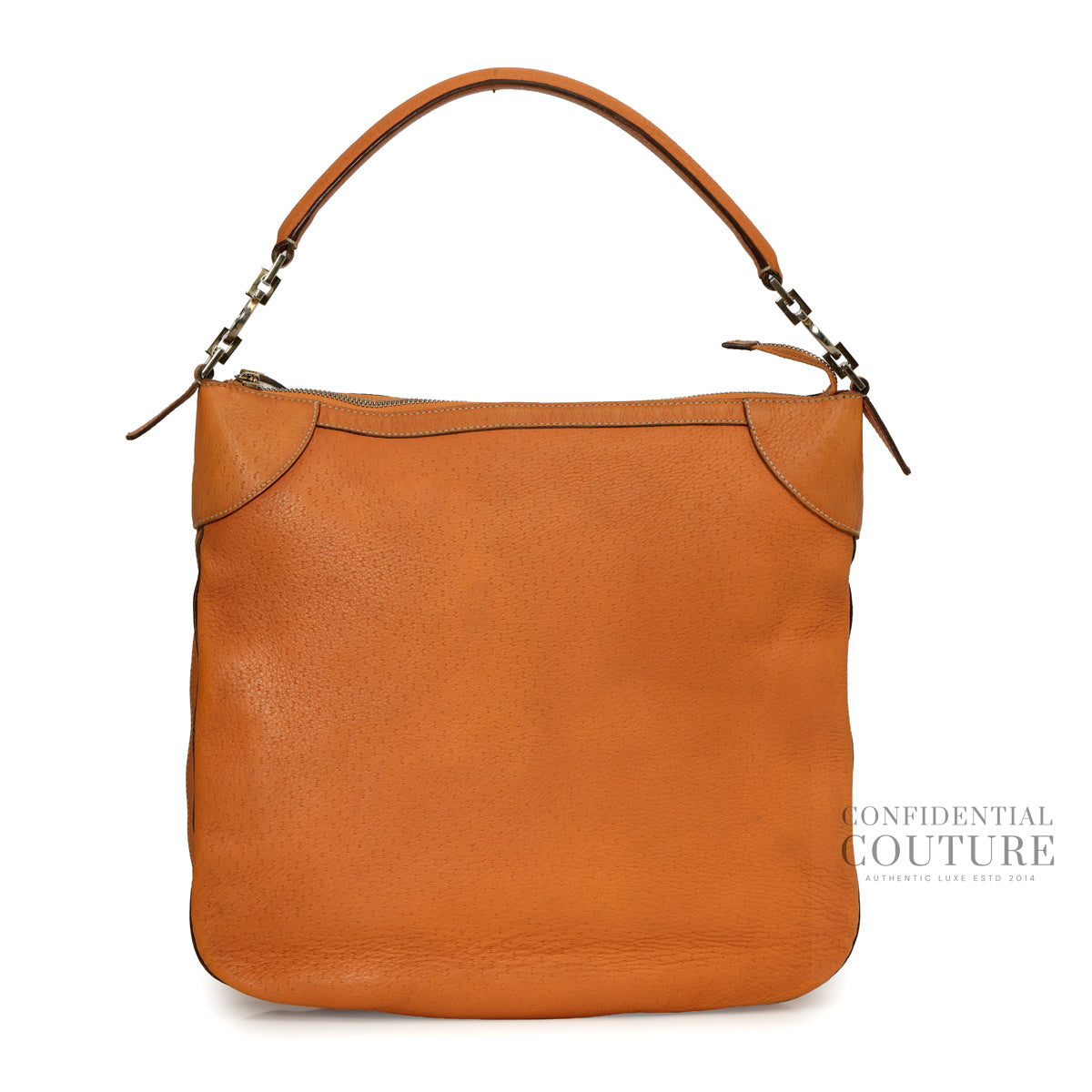 Orange Leather Hobo Bag