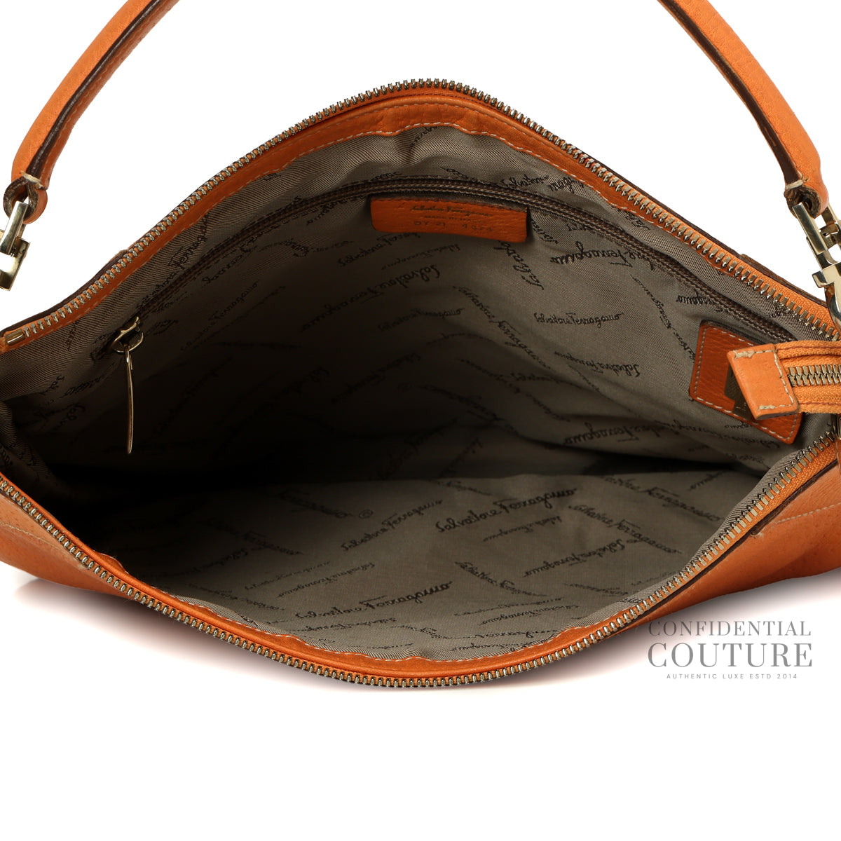 Orange Leather Hobo Bag