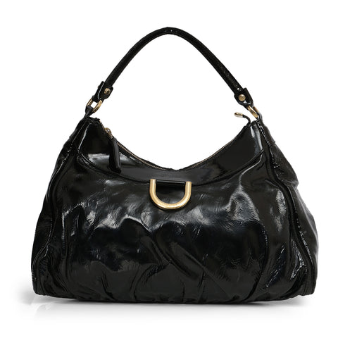 Black Patent Leather Abbey D-Ring Shoulder Bag