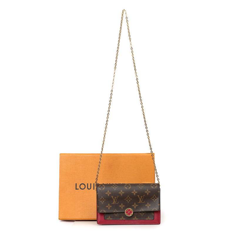 Fuchsia Monogram Canvas Flore Chain Wallet Bag One Size