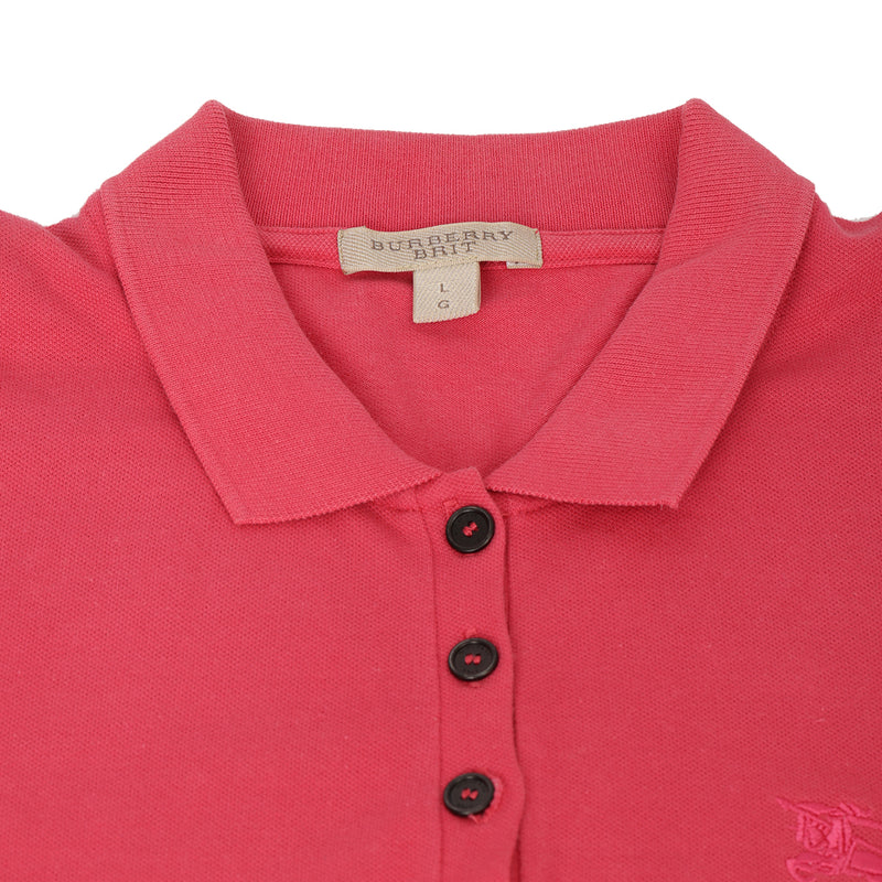 Women pre loved Burberry Fuchsia Cotton Polo Tshirt For Women- L