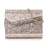 Candy Coarse Glitter Clutch with Chain Strap