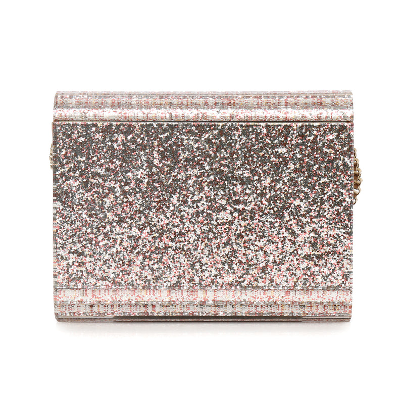 Candy Coarse Glitter Clutch with Chain Strap