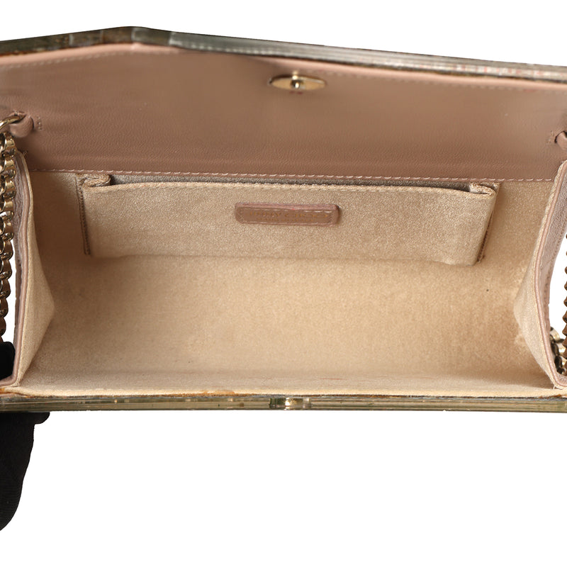 Candy Coarse Glitter Clutch with Chain Strap