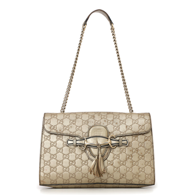 Medium Gold GG Signature Emily Chain Shoulder Bag
