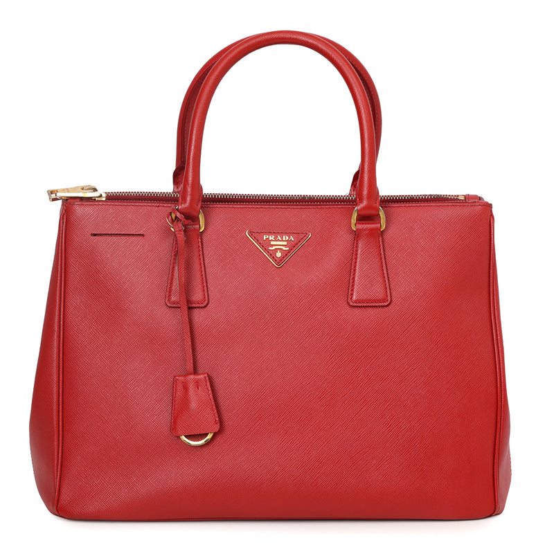 Prada Galleria Large Bag In Fiery Red Saffiano Leather