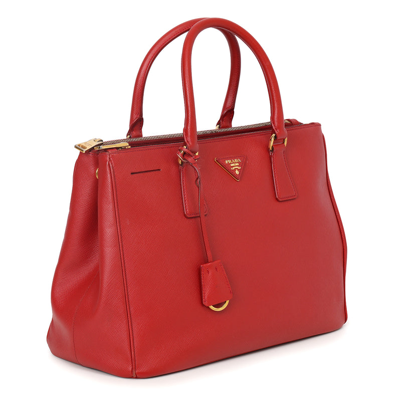 Pre-loved Prada Galleria Large Bag In Fiery Red Saffiano Leather