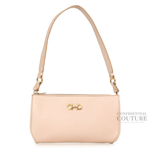 Pink Saffiano Leather Gancini Shoulder Bag