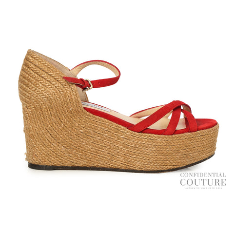 Delaney Platform Wedge in Red Suede EU 37