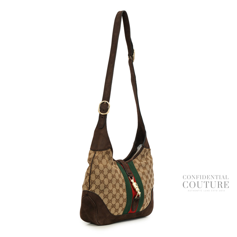 Beige/Ebony GG Canvas Vintage Web New Jackie Shoulder Bag