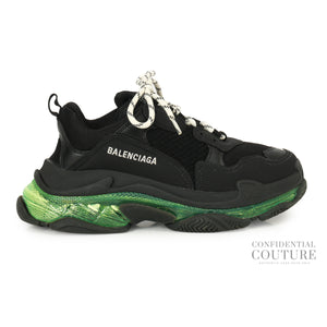 Black/Green Men's Triple S Clear Sole Sneakers EU 40 | US 7 | UK 6