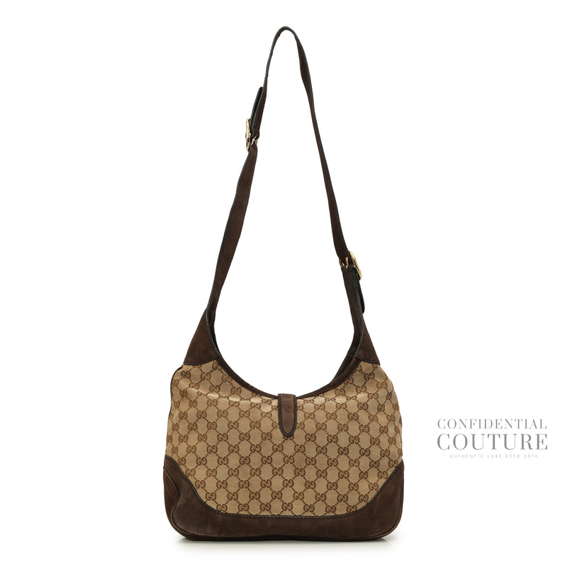 Beige/Ebony GG Canvas Vintage Web New Jackie Shoulder Bag