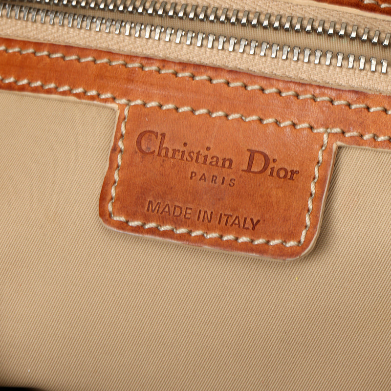 Tan And Beige Coated Canvas Heart Link Romantique Shoulder Bag