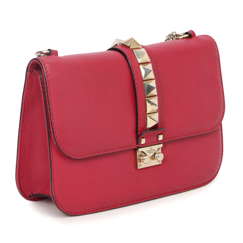 Valentino medium glam lock raspberry pink rockstud shoulder bag sale