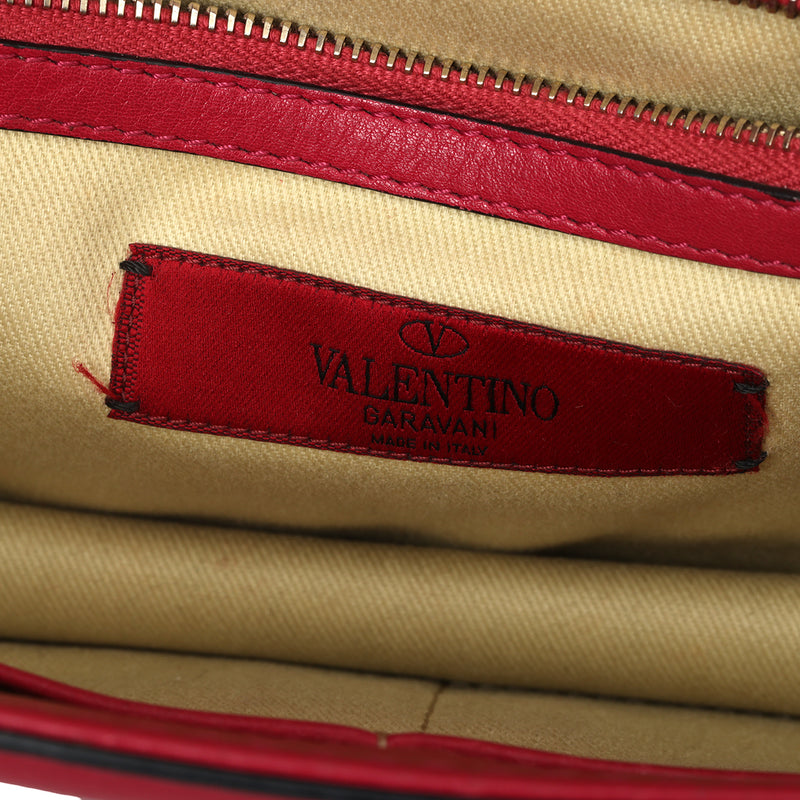 Women pre loved Valentino Medium Glam Lock Rasberry Pink Rockstud Shoulder Bag