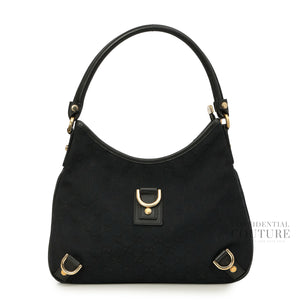 Black GG Canvas Abbey Medium D-Ring Hobo Bag