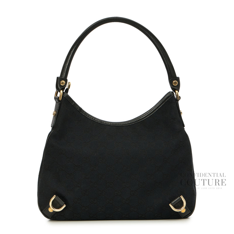 Black GG Canvas Abbey Medium D-Ring Hobo Bag