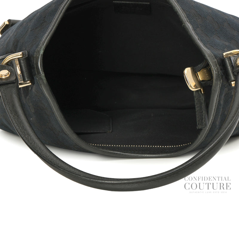 Black GG Canvas Abbey Medium D-Ring Hobo Bag