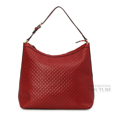 Microguccissima Red Leather Hobo Bag