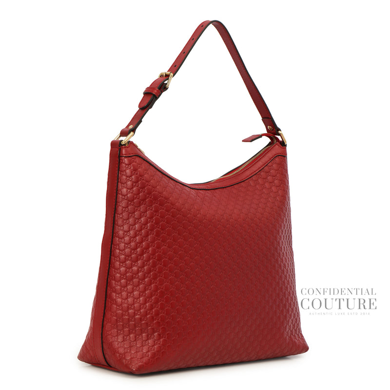 Microguccissima Red Leather Hobo Bag