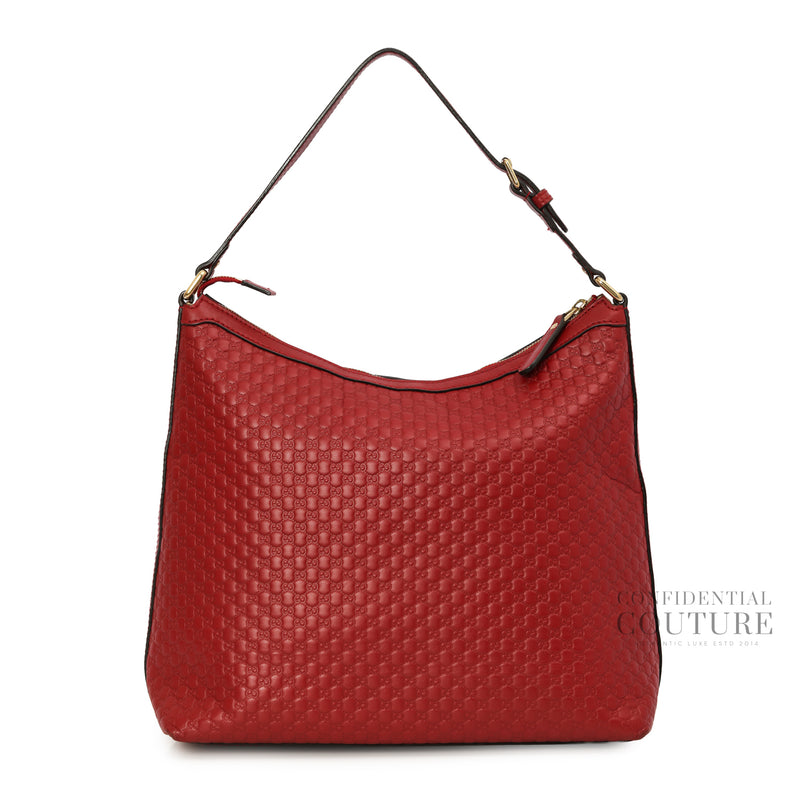 Microguccissima Red Leather Hobo Bag