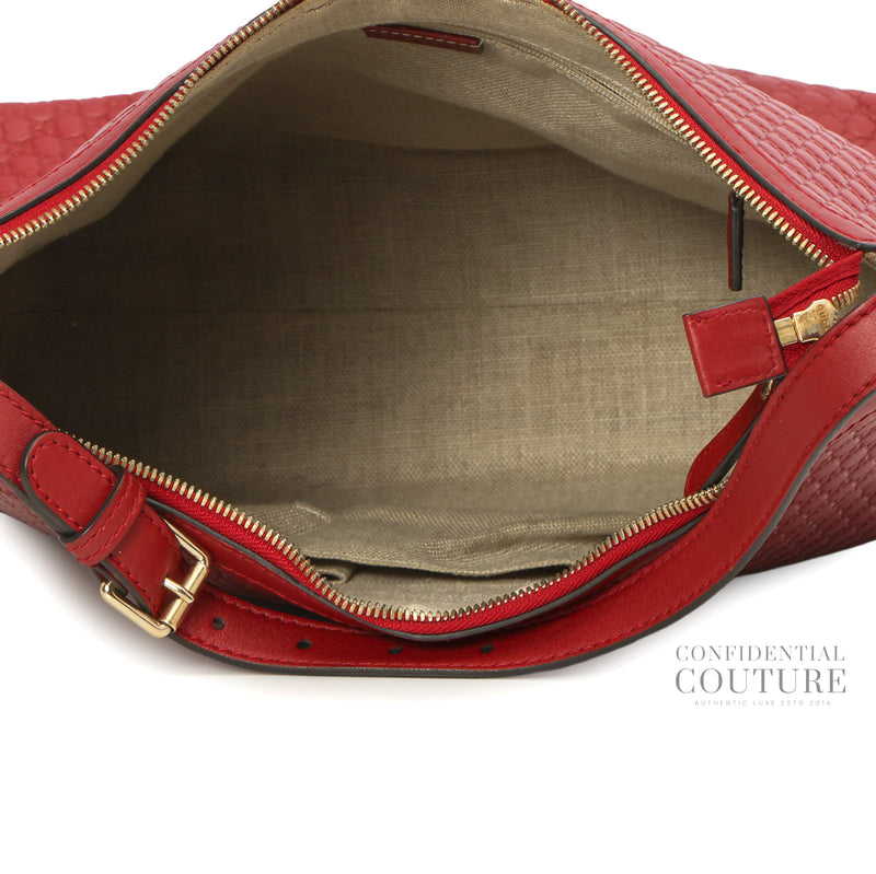 Microguccissima Red Leather Hobo Bag