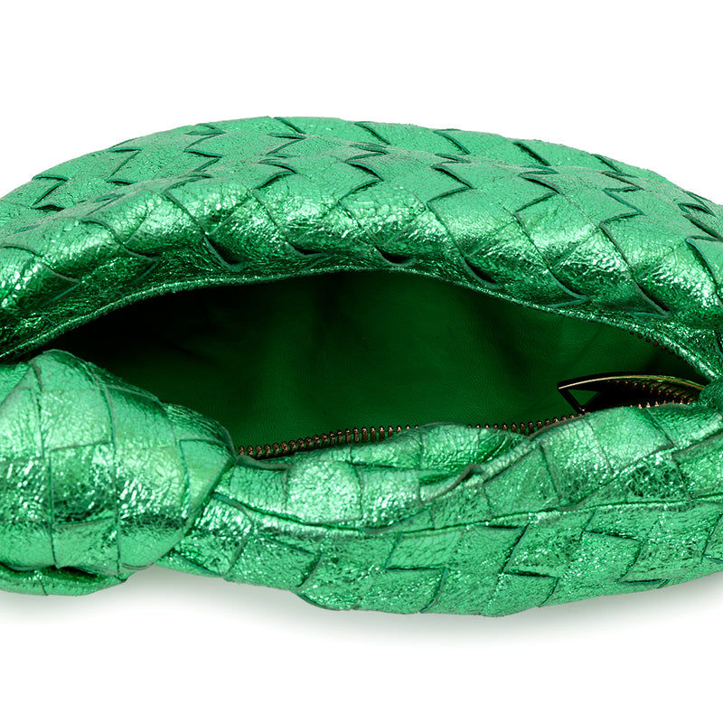 Bottega veneta metallic green mini jodie bag price