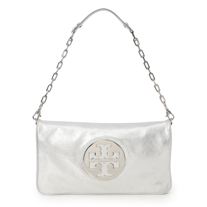 Pre-loved Tory Borch Silver Reva Clutch Bag One Size